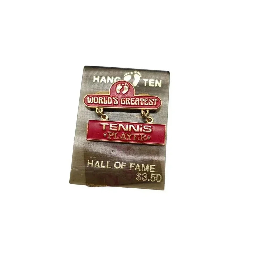 Hang Ten World's Greatest Tennis Player Hall of Fame Footprints Lapel Brooch Pin